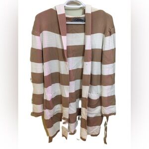 Brown and White Striped Women's Sweater
